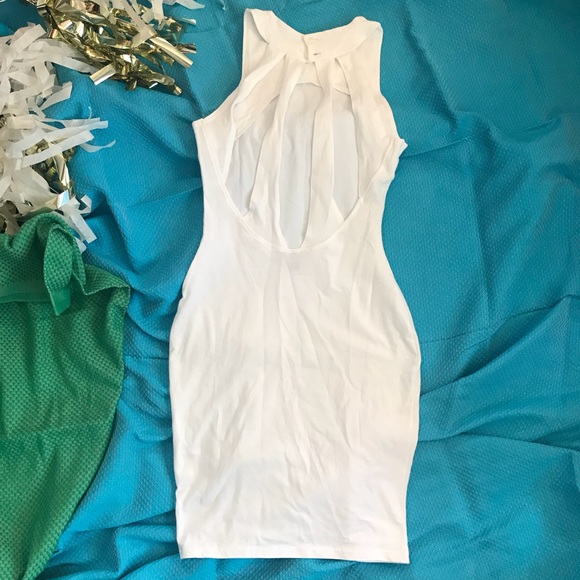 🆕 ASOS White Bodycon Cotton Dress w/Strappy Back - Picture 4 of 5